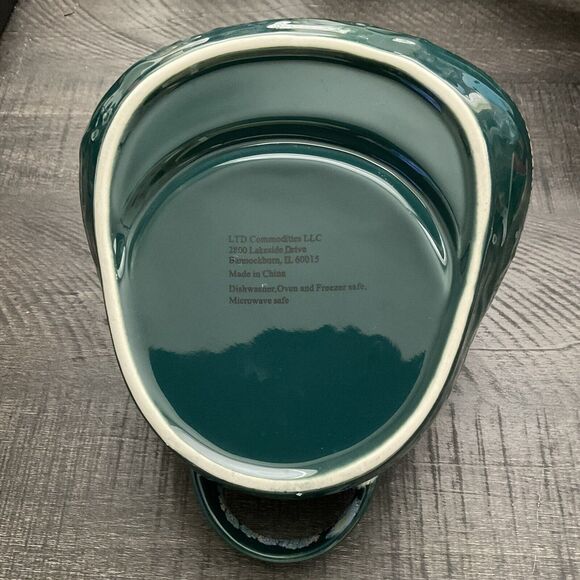 LTD Commodities Soup Cracker Bowl Chip Dip Drip Pottery Glaze Stoneware Green - Picture 6 of 7